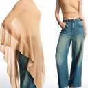 MakeMeChic Ponchos for Women Sheer Poncho Sweater Shawl Wraps Coverup (Beige, S)