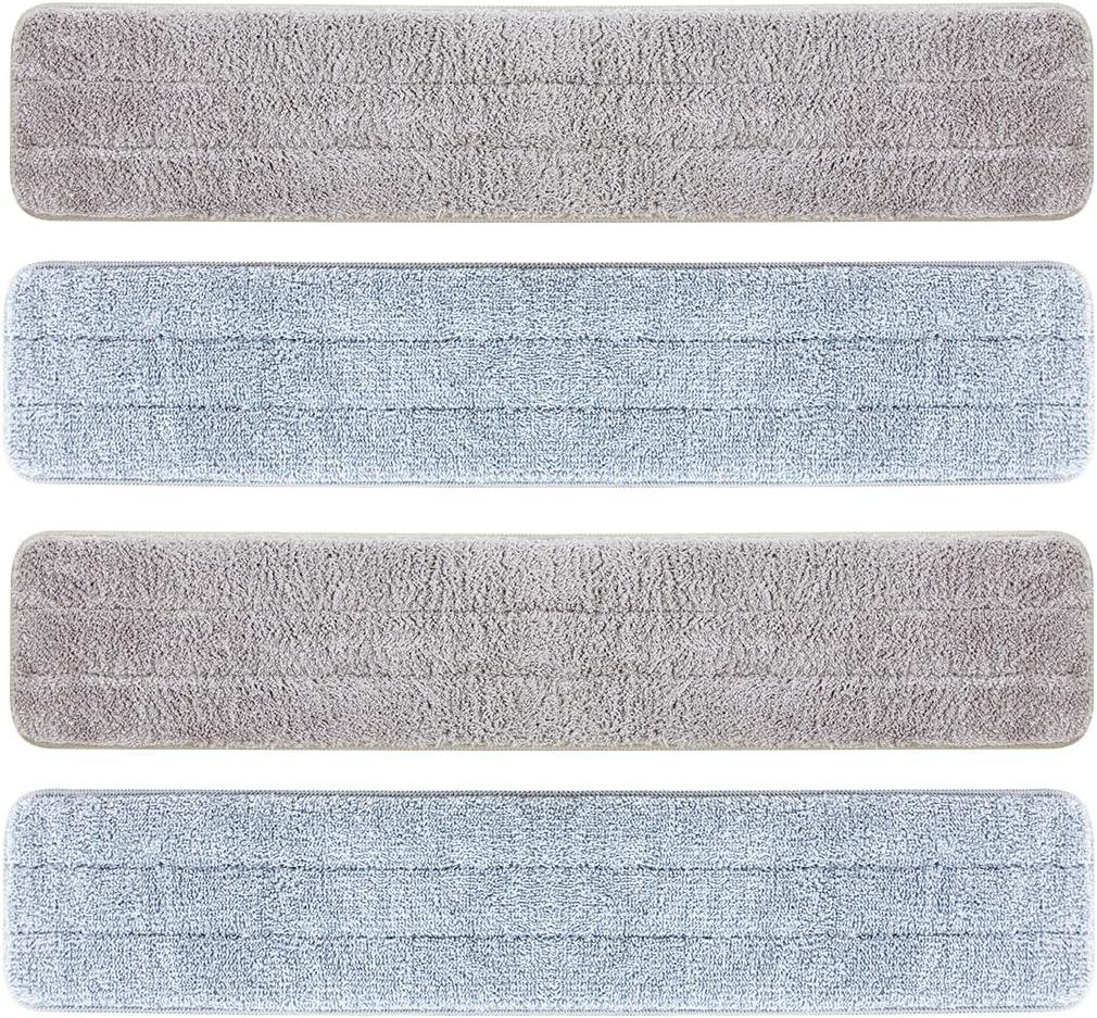 CQT Replacement Flat Floor Mop Reusable Washable Microfiber Pads for Floor Care System 2 Wet and 2 Dry Mop Pads Packed (24")