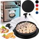 Chicken Shredder Tool Twist Large 12 with Visible Lid & Cleaning Brush | Meat Shredder Twist for Thin Chicken Breast | Dishwasher Safe Chicken Shredder Tool Twister & Food Shredder (Black) (Pro Size - 12 Inch)
