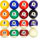 Precision Engineered Billiard Balls  Full Set of 16 Balls for Pool Tables, Includes Eight Ball & White Cue Ball