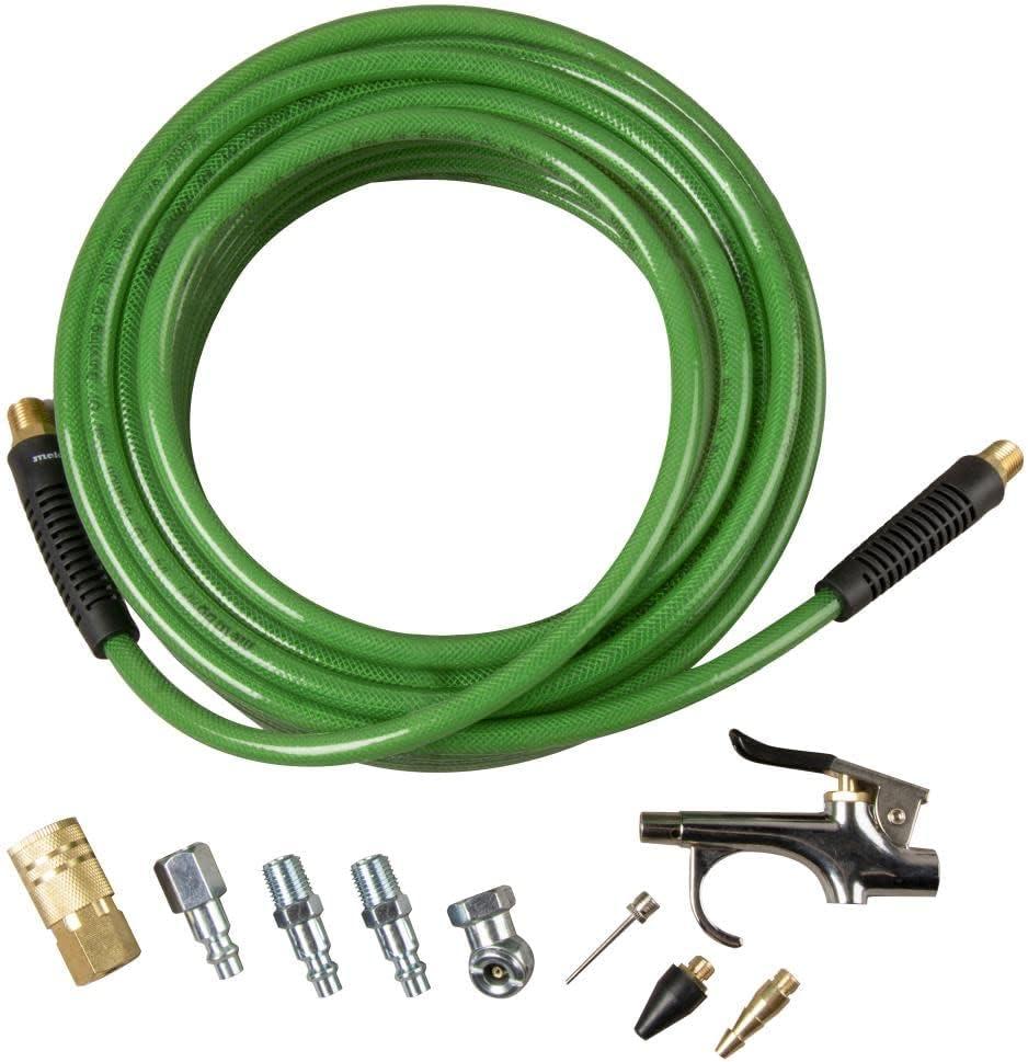 Metabo HPT Air Compressor Accessory Kit | Poly 50 Ft x 1/4-Inch Air Hose w/Accessories | 10 Piece Kit | 115749M