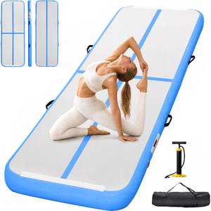 Fitvids Inflatable Gymnastics Mat 10ft with Electric Pump, Air Tumbling Training Mat for Home, Gym, Cheerleading, Yoga & Outdoor Practice