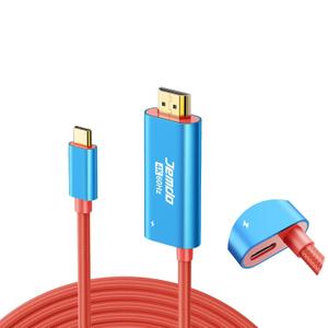 4K@60Hz USB C to HDMI Dock Cable with PD100W Charging Port, Portable Switch to TV Connector Adapter Only Replacement for Nintendo Switch 2017/OLED Screen Mirroring, Braided Cord, 2m, Blue