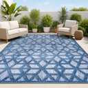 JONATHAN Y Neutral Geometric Indoor Outdoor Area Rug 3X5 Navy, Talaia for Backyard, Patio, Porch, Easy-Cleaning, High Traffic, Pet-Friendly, Non-Shedding (IBZ102B-3)