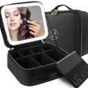 MOMIRA Travel Makeup Bag Cosmetic Bag Makeup Organizer Bag with Lighted Mirror, Adjustable Brightness in 3 Color Scenarios, Waterproof Makeup Train Case, Gift for Women - Black