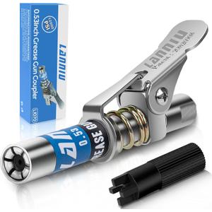 Grease Gun Coupler, 0.53" Strong Locking & Quick Release Grease Gun Tips, 12000 PSI No Leakage Grease Couplers, Compatible with All Grease Guns 1/8" NPT Grease Gun Fitting