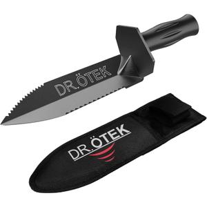 DR.TEK Metal Detector Shovel for Digging, Heavy Duty Double Serrated Digging Tool with Carry Sheath, Metal Detecting Accessories, Edge Digger Trowel for Gardening, Camping, Landscaping