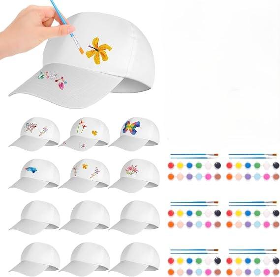DIY Baseball Caps Hats Adjustable Sport Ball Cap White Painting Baseball Caps for Outdoor Sports
