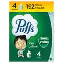 Puffs Plus Lotion with the Scent of Vick's Facial Tissues, 4 Cubes, 48 Tissues Per Box