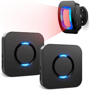 Wireless Motion Sensor LED Light - Motion Detector Alarm Chimes Door Sensor with 500 FT Range Security Alert Monitor System for Home, Business, Store, Office, School