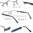 Missfive Mens Premium Multifocus Reading Glasses 0 Power on Top Center, Blue Light Blocking Far/Mid/Near Progressive Metal Frame With No Broken Spring Hinge +2.0x