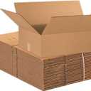 BOX USA 24166 Flat Corrugated Cardboard Box 24" L x 16" W x 6" H, Kraft, For Shipping, Packing and Moving (Pack of 20)