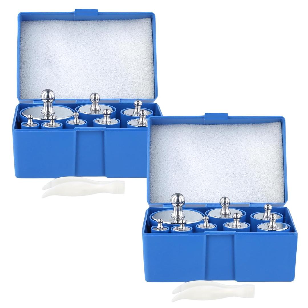 16PCS 2000g Calibration Weight, M2 High Precision Scale Calibration Weight Kit Set 10g, 20g, 50g, 100g, 200g, 500g, Chrome Finish Calibration Weight with Storage Case and Tweezers