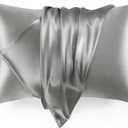 Love's cabin Satin Pillowcase for Hair and Skin, Similar to Silk Pillow Cases for Women, Pillow Case Queen Size Set of 2, Satin Cooling Pillow Cover with Envelope Closure, 20x30 Inches, Dark Grey