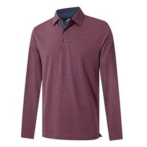 Men's Collared Shirt Long Sleeve Dry Fit Summer Business Casual Knit Polo Shirts for Men, S