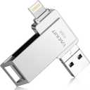 MFi Certified 512GB Flash Drives 3ni1 USB Stick External Storage Compatible for iPhone/PC/iPad/Android/More 3.0 High Speed Devices for Photos and Videos Transfer Storage Backup(Silver)