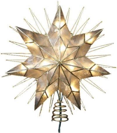 Kurt Adler 12" 7-Point Natural Capiz Lighted Tree Topper | Christmas Tree Star Topper | Gold Tree Topper Star with Lights | Light Up Star Christmas Tree Topper w/Wire Rays Accent (12 Inches, Gold) Kurt Adler 12" 7-Point Natural Capiz Lighted Tree Topper | Christmas Tree Star Topper | Gold Tree Topper Star with Lights | Light Up Star Christmas Tree Topper w/Wire Rays Accent (12 Inches, Gold)