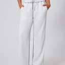 Herseas High Waisted Sweatpants for Women 2025 Fall Wide Leg Contrast Stitching Drawstring Loose Lounge Jogging Pants (M)