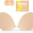 Niidor Adhesive Bra Strapless Sticky Invisible Push up Silicone Bra for Backless Dress with Nipple Covers Nude(B Cup)