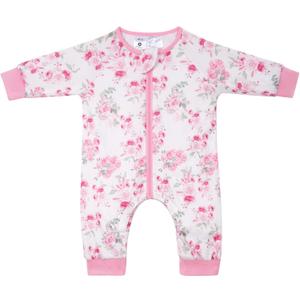 Baby Sleep Suit 1.0TOG Long Sleeve Wearable Blanket with Legs, Soft Sleeping Bag with Feet newborn to 24 Months (Small, Blushflower)