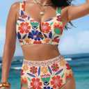 Herseas Women's 2 Piece U Wire Cutout Bikini Sets Floral Print High Waisted Swimsuit 2026 Summer Beach Swim Bathing Suit (XXL)