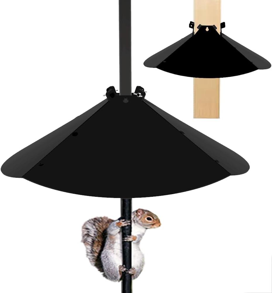 20 Inch Squirrel Baffle for Bird Feeder Pole, Adjustable Opening Size, for Up to 4x4 Inch Wide Wooden Post, Outside Pole Mount Bird House Guard for Outdoor Shepherds Hook