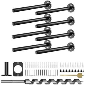 8pcs Wall Shelf Brackets Heavy Duty Floating Shelf Bracket Hidden,Invisible Black Shelving Brackets Decorative Floating Shelf Hardware Heavy Duty,Metal Shelf Support Bracket (8 inch-8pcs), No Auger Drill Bit,