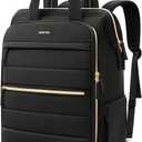 Rolling Puffer Backpack for Women, Travel Backpack with Wheels, 16 Inch Wheeled Laptop Backpck, Dual-Opening Design Overnight College Underseat Carry on Luggage, Roller Business Work Bag, Black
