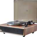 Arkrocket Huygens High Fidelity Bluetooth Record Player with Built-in Speakers Belt Drive Vinyl Turntable with Moving Magnet Cartridge, Bluetooth Input Output and Aux-in (Huygens Walnut)