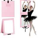 Shinowa Foldable Portable Full Length Mirror for Dancer, Camping and Travel, Shatter-Proof Acrylic Hanging Mirror with Handle, 33x13 Inch Full Body Travel Backstage Mirror, Pink