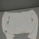 Zhaistar Women's Sexy Off The Shoulder Tops Long Sleeve Ribbed Slim Fit Basic Going Out Shirts Fall Size L