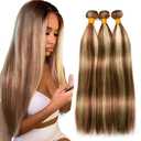 22 22 22 Inch Blonde Bundles Human Hair Straight Bundle P33/613 Highlight Blonde 3 Bundles 300g/Pack Unprocessed Brazilian Virgin Hairs Double Weft Weaves Hair Extensions