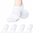 soxsense Cushion No Show Toe Socks For Women Five Finger Socks Low Cut Athletic Running Socks 4 Pairs, Small