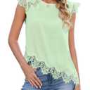 JTD Women's Sleeveless Tops Lace Trim Tank Tops Casual Loose Blouses 2026 Summer Trendy Dressy Tank Shirt Green (L)