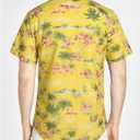 SSLR Pack Hawaiian Shirt for Men Flamingo Short Sleeve Casual Button Down Shirts Summer Beach Shirt (Yellow, L)