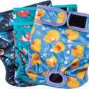 Paw Legend Washable Reusable Female Dog Period Diapers for Heat Doggie Puppy Diapers for Female Dogs (3 Pack, X-Large) (Duck, Fox, Whale)