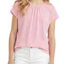 PATPAT Girls Pleated Short Sleeve T Shirt Size 9-10 Years Pink Pain Summer Crewneck Shirts Kids Casual Preppy Fashion Tops Tees