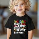 100 Days of School Shirt Kids  Boys Girls Toddler Happy 100th Day of School T-Shirt, Kindergarten 100 Day,3T-7T (Black)