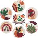 Temlum 6 Pcs Diamond Painting Coasters with Holder, Abstract Plants Coasters Diamond Art Kits for Beginners, Adults Small Diamond Painting Kit Art Craft Supplies