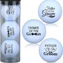 3 Pcs Father of the Groom Gift, Father of The Bride Gifts from Bride Wedding Golf Balls with Special Pattern Engraved, for Present Husband Dad Men Golfer Sports Enthusiast Wedding Party Favors