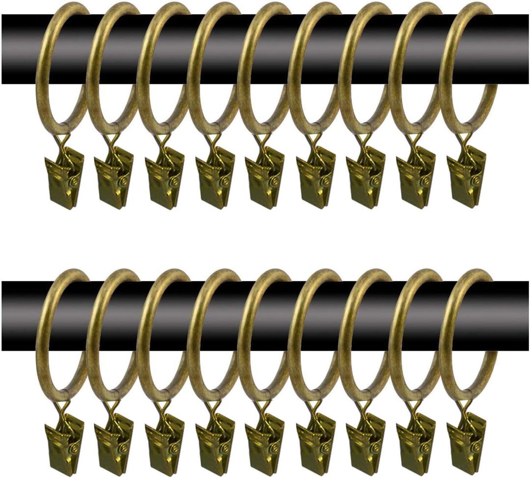 40 Pcs 1.26" Metal Curtain Rings with Clips, Drapery Hanging Rings Clips for Tension Rod Bracket Eyelets Decorative Hangers, Bronze 40 Pcs 1.26" Metal Curtain Rings with Clips, Drapery Hanging Rings Clips for Tension Rod Bracket Eyelets Decorative Hangers, Bronze