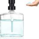 Glass Hand Soap Dispenser Bathroom, 9.3oz Refillable Liquid Soap Dispenser with Rust-Proof Plastic Pump for Kitchen (1pcs, Black)