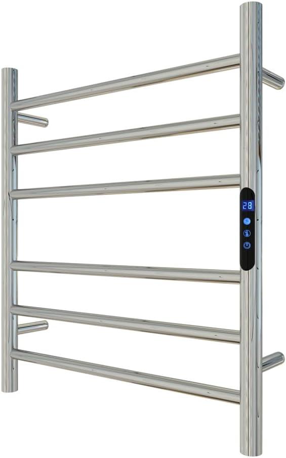 KWW Heated Towel Rack, Remote Control with APP Tuya, Towel Warmer with Timer, Wall Mounted Hot Towel Warmer for Bathroom (Polished, 5 Bars)