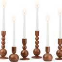 Tanlade 6 Pcs Wooden Candle Holders for Pillar Rustic Wood Candlestick Holders Farmhouse Vintage Brown Candle Stands Table Centerpiece for Living Room Dining Fireplace Mantel Wedding Party Decoration