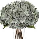 Hollyone 6Pcs Grey Blue Hydrangea Artificial Flowers Faux Real Touch Hydrangeas Silk Flowers with Stem Fake Spring Florals Flower for Home Wedding Table Centerpiece Vase Arrangements Fall Decoration