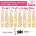 French Curly Braiding Hair 613# Short French Curl Braiding Hair With Curly Ends Hair Extensions Braids Crochet Hair for Women (12 inch,8 packs,613#)