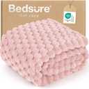 Bedsure Large Throw Blanket for Couch - 350GSM Fluffy Plush Bubble Blanket for Bed Home Room Decor, GentleSoft Cute Fleece Soft Cozy Gifts for Women Girls, Pink, 50x70 Inches