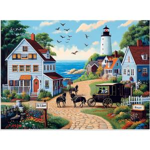 500 Pieces Puzzle for Adults, Town Horse House Puzzle, Recycled Cardboard Jigsaw Puzzles 500 Pieces for Adult, Challenging Puzzles Game Home Decor Birthday Party Gift Toy Seniors 20.5 * 15 in