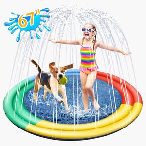 Splash Pad for Kids and Dogs, 67" Double Layer Thickened Dog Water Mat, Dog Water Summer Toys, Great Outdoor Toys Toddlers 1-3 Ages 4-8, for Summer Outdoor Garden Backyard Outside Splash Pad for Kids and Dogs, 67" Double Layer Thickened Dog Water Mat, Dog Water Summer Toys, Great Outdoor Toys Toddlers 1-3 Ages 4-8, for Summer Outdoor Garden Backyard Outside
