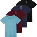 Real Essentials 4 Pack: Women's Classic-Fit Cotton Short-Sleeve Scoop Crew Neck T-Shirt (3X, Set 5)